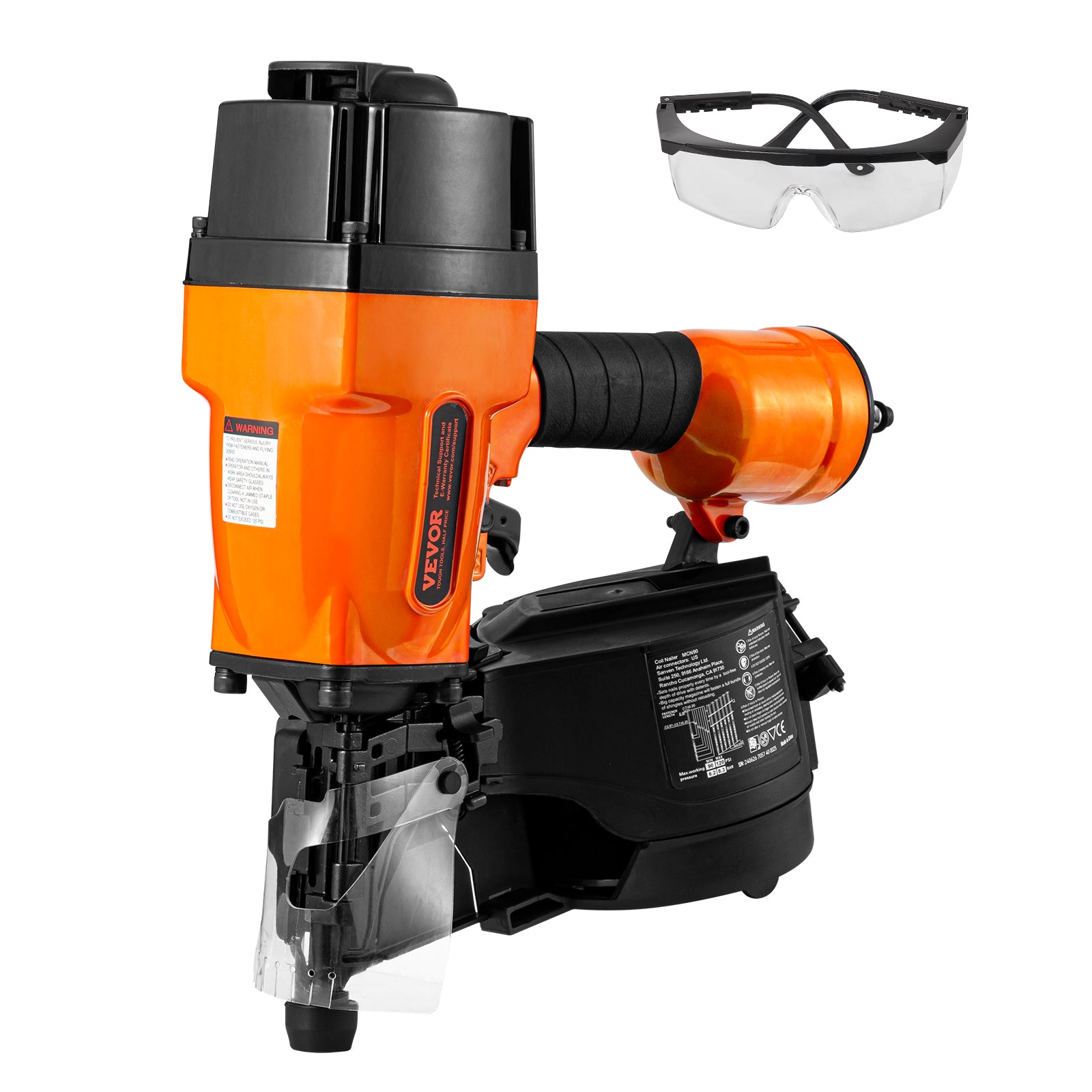 VEVOR Coil Framing/Siding Nailer 1 " to 3-1/2 " 15 Degree Pneumatic Nail Gun