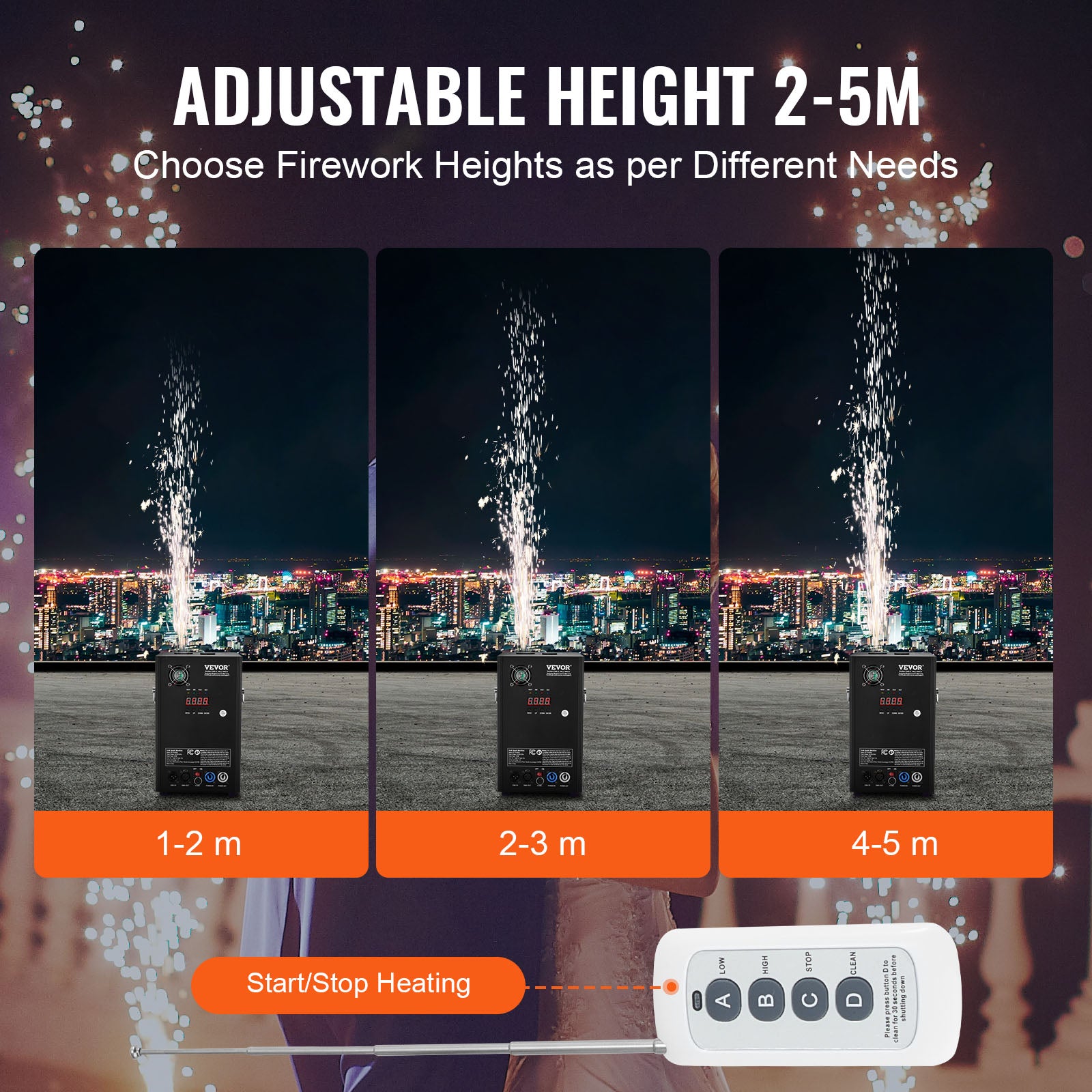 VEVOR 1/2/4X Cold Spark Machine Stage Effect DMX Firework DJ Event Party Wedding