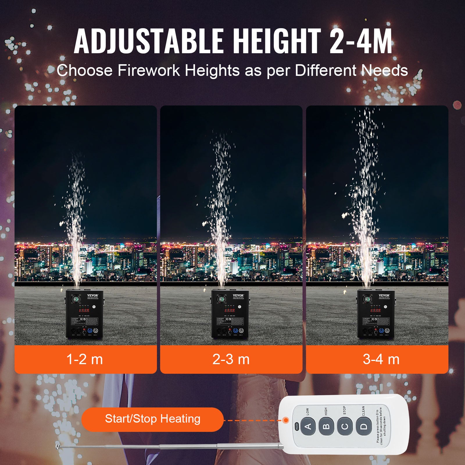 VEVOR 1/2/4X Cold Spark Machine Stage Effect DMX Firework DJ Event Party Wedding