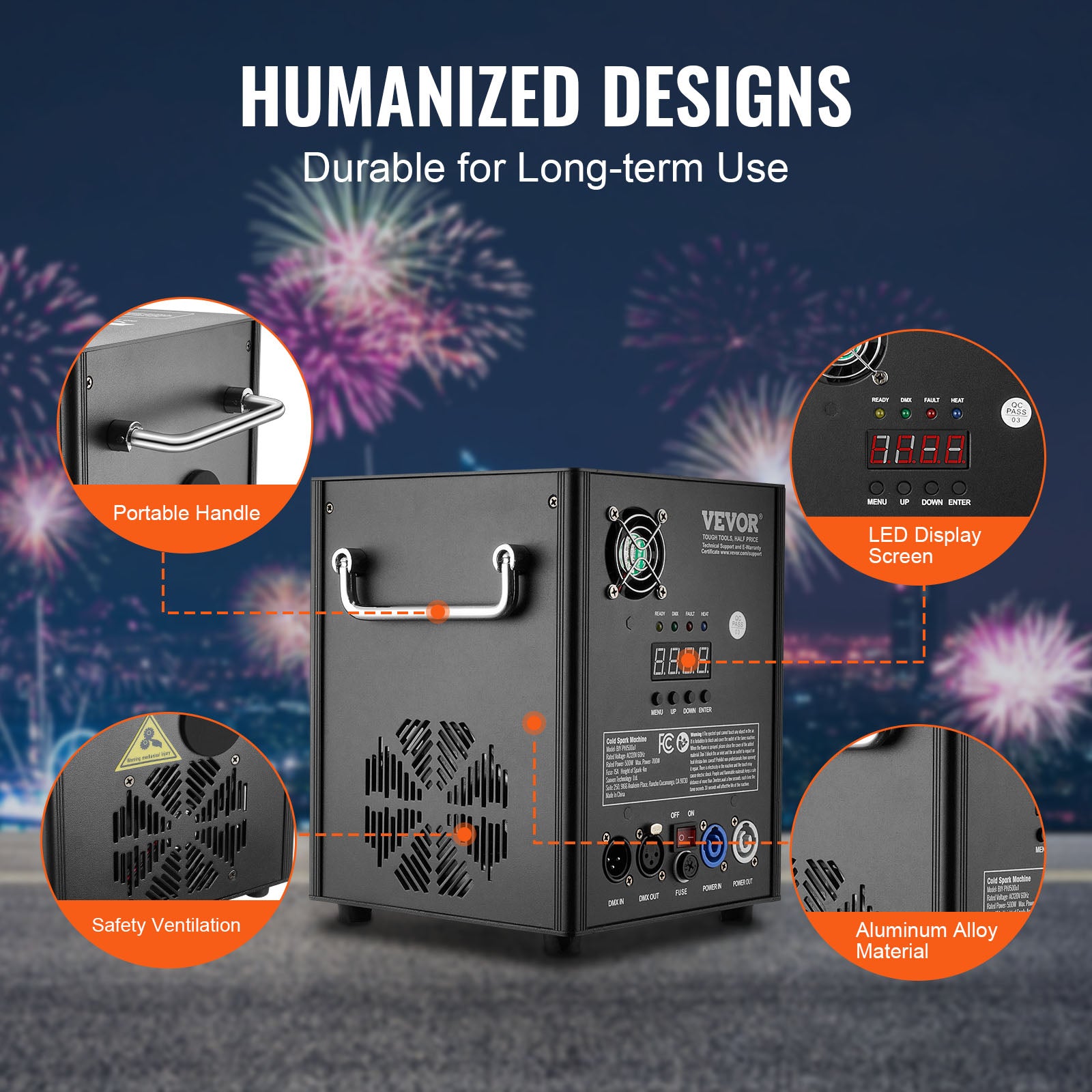 VEVOR 1/2/4X Cold Spark Machine Stage Effect DMX Firework DJ Event Party Wedding