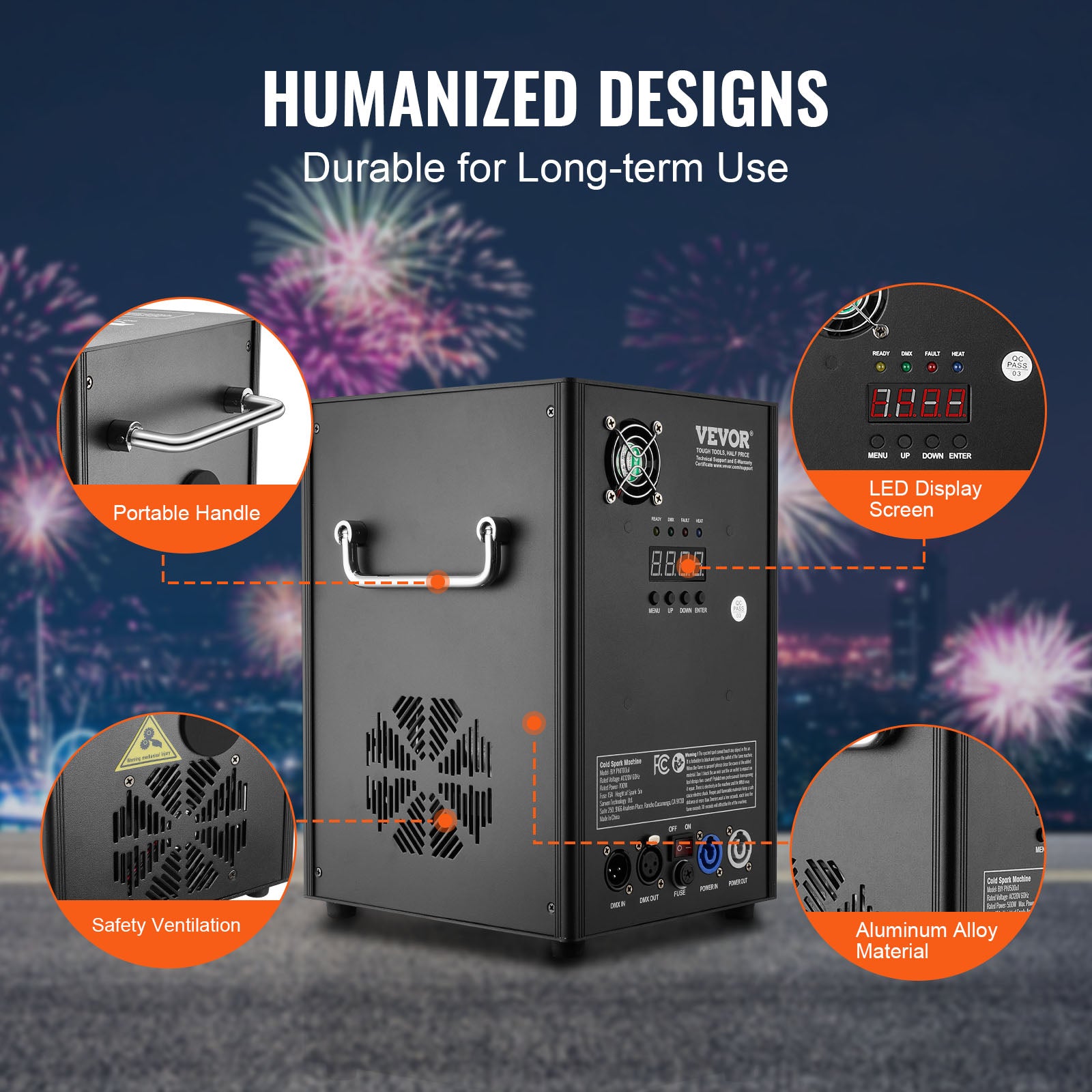 VEVOR 1/2/4X Cold Spark Machine Stage Effect DMX Firework DJ Event Party Wedding