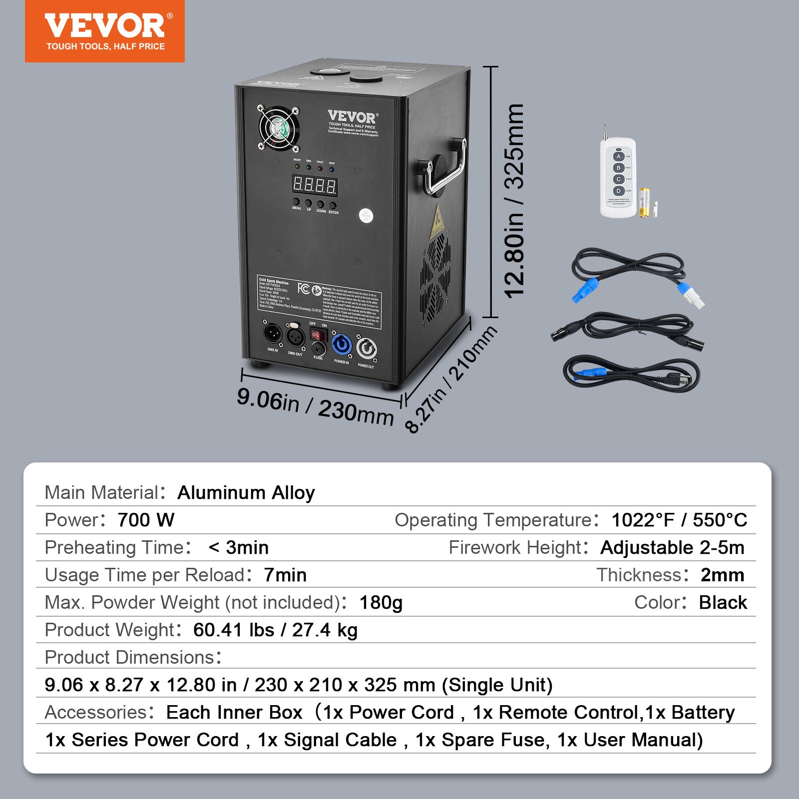 VEVOR 1/2/4X Cold Spark Machine Stage Effect DMX Firework DJ Event Party Wedding