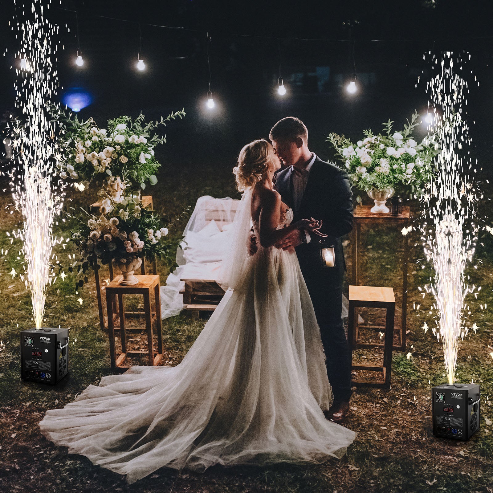 VEVOR 1/2/4X Cold Spark Machine Stage Effect DMX Firework DJ Event Party Wedding