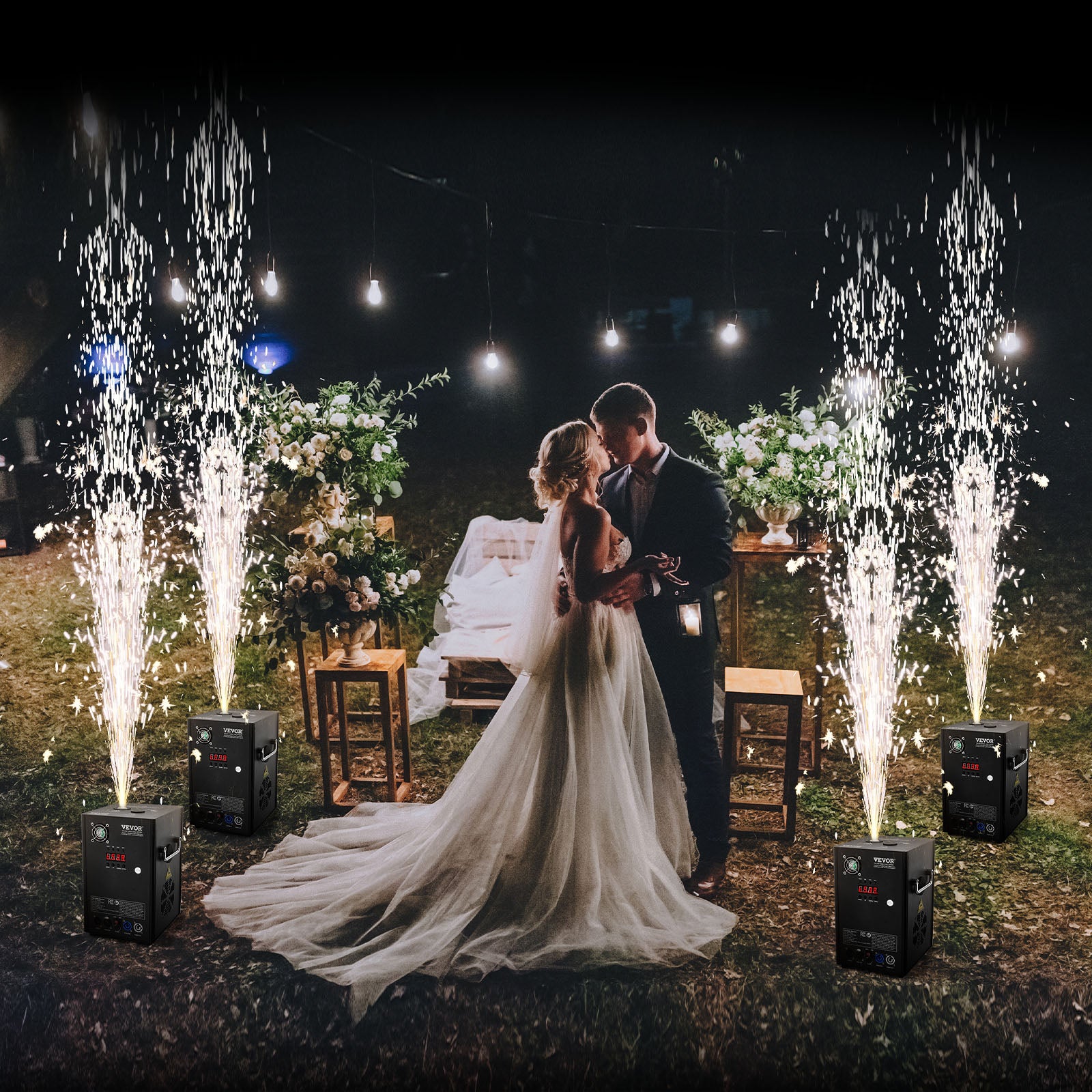 VEVOR 1/2/4X Cold Spark Machine Stage Effect DMX Firework DJ Event Party Wedding