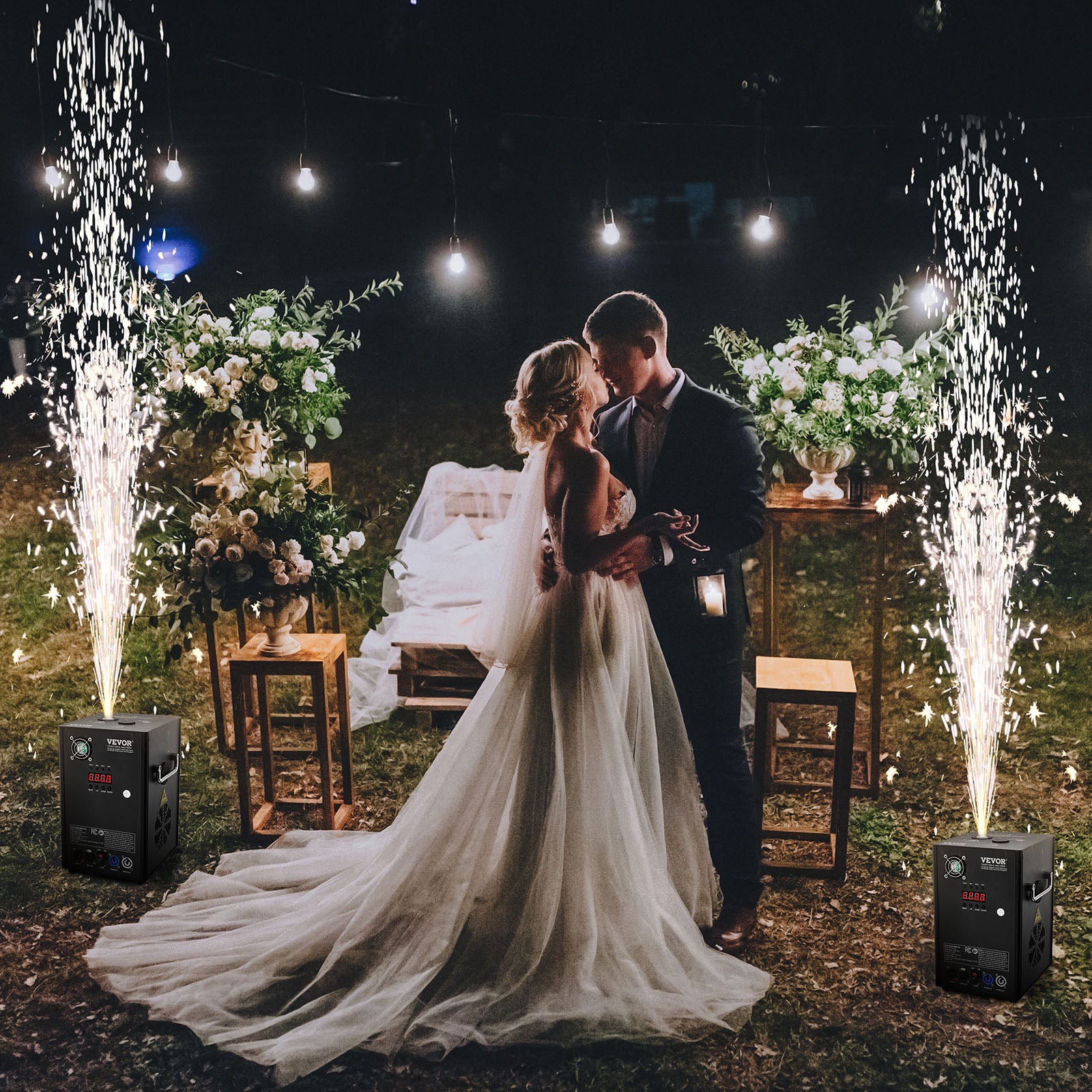 VEVOR 1/2/4X Cold Spark Machine Stage Effect DMX Firework DJ Event Party Wedding