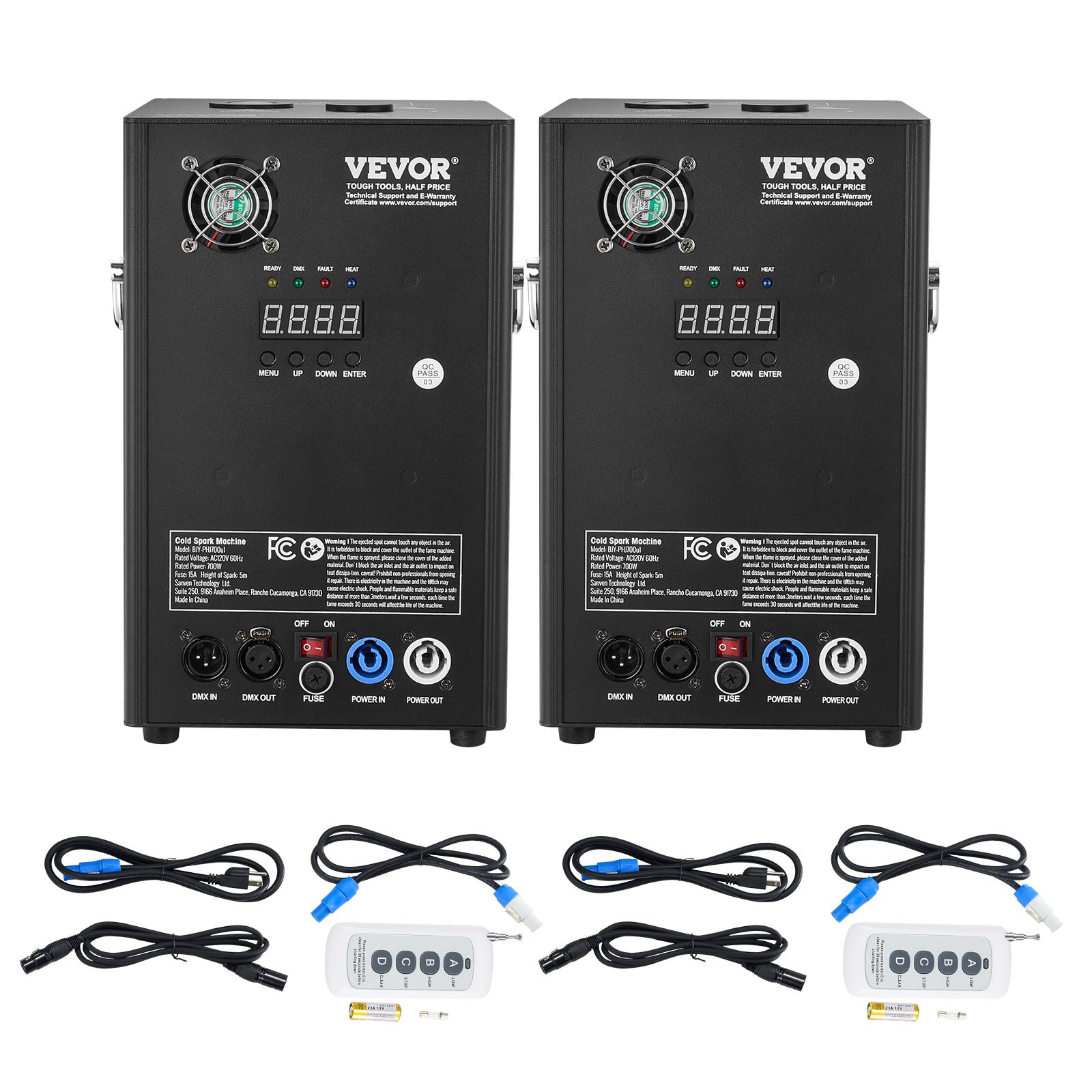 VEVOR 1/2/4X Cold Spark Machine Stage Effect DMX Firework DJ Event Party Wedding