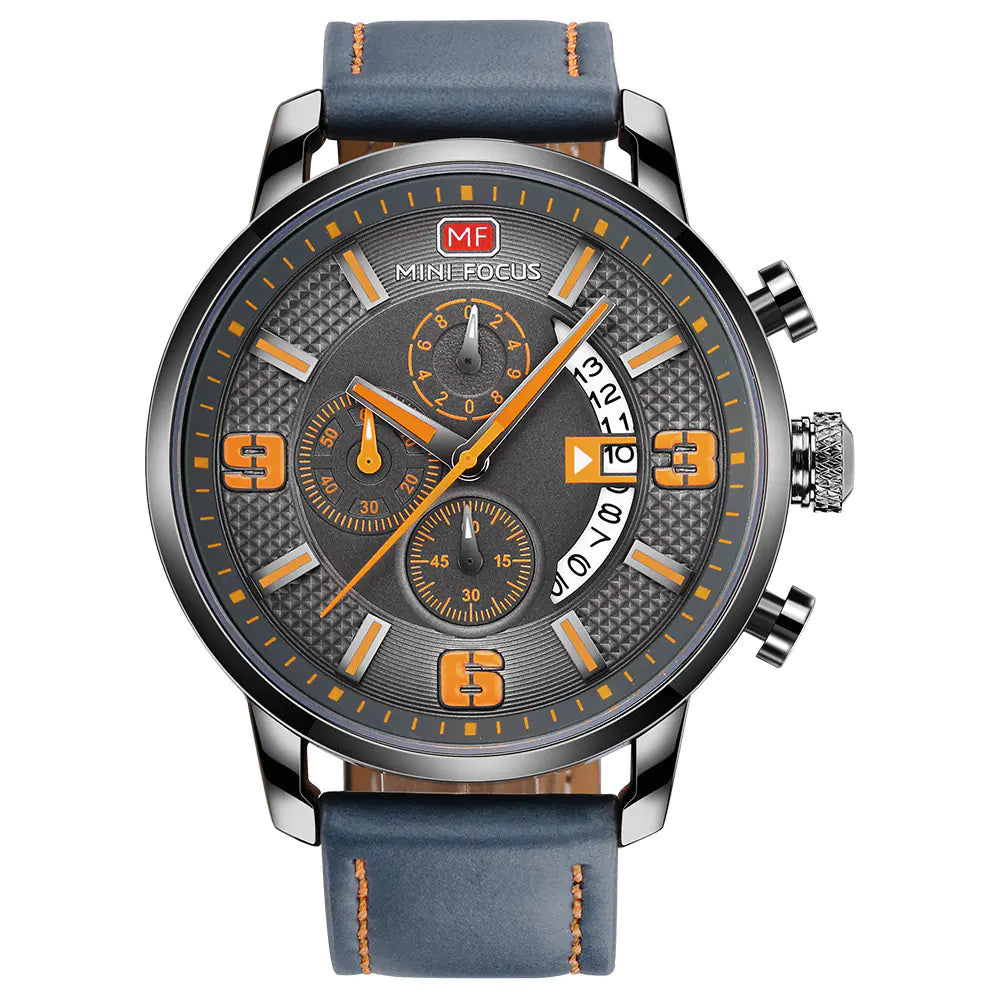 Multi-Functional Quartz Watch with Rotating Calendar