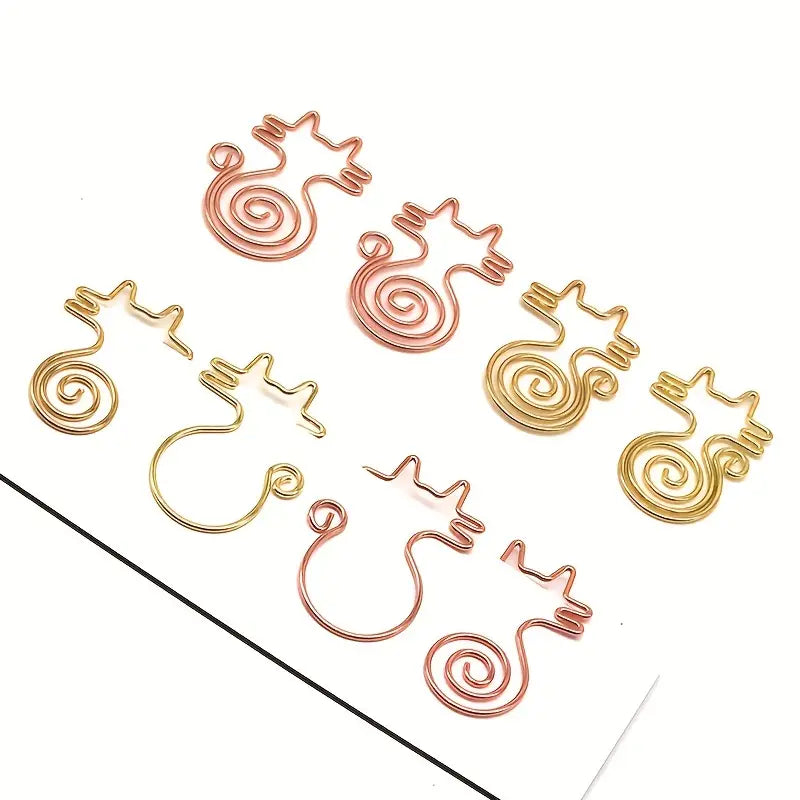 Decorative Cat-Shaped Rose Gold Electroplated Paper Clips