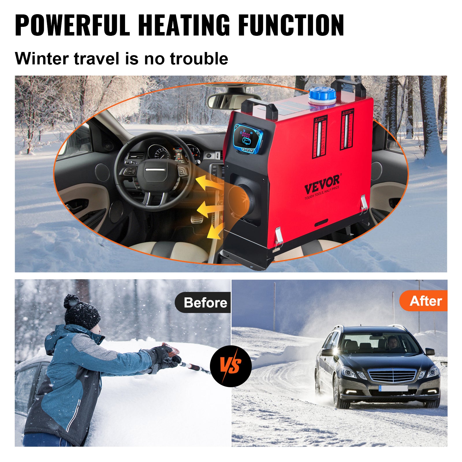 VEVOR Diesel Air Heater All-in-One 5/8 KW With LCD Remote Control Bluetooth