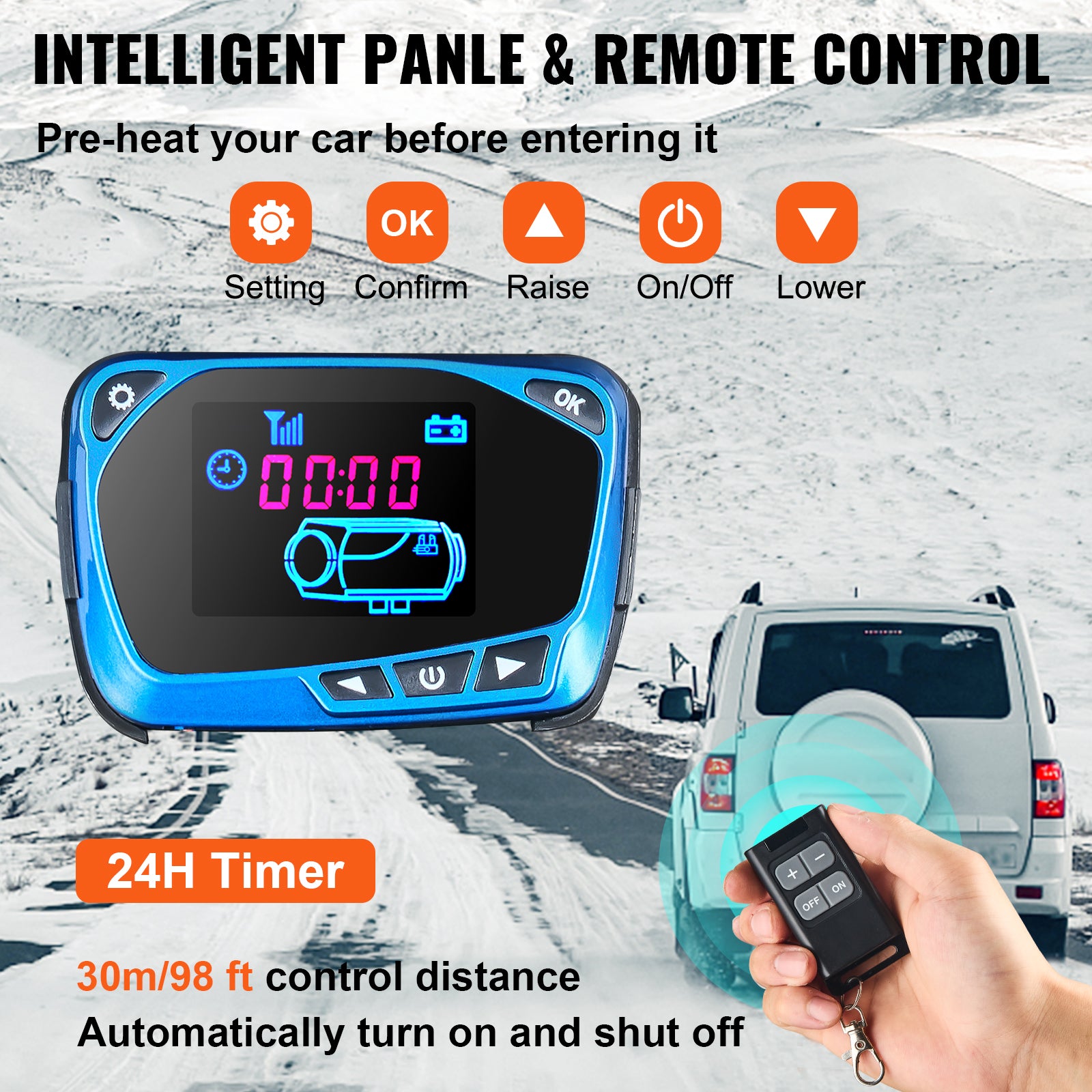 VEVOR Diesel Air Heater All-in-One 5/8 KW With LCD Remote Control Bluetooth