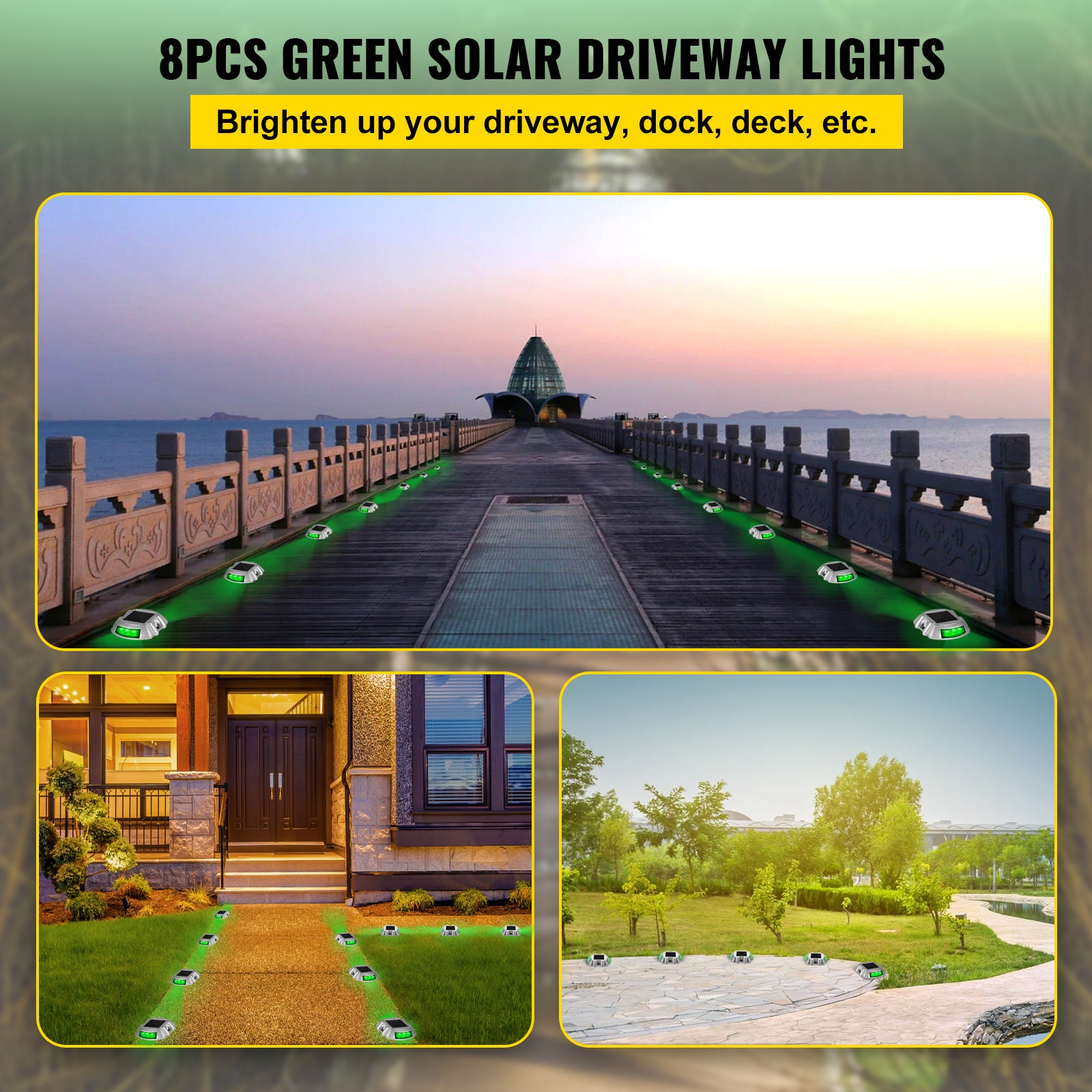 VEVOR 4-24 Pcs Solar Driveway Lights Multicolor LED Solar Dock Deck Lights, IP68