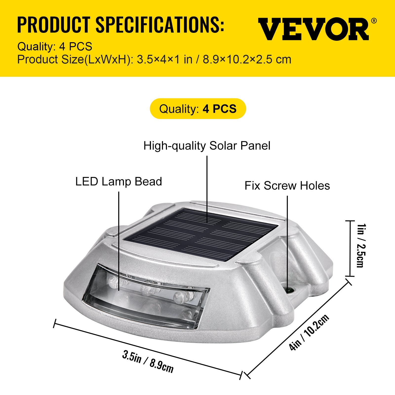 VEVOR 4-24 Pcs Solar Driveway Lights Multicolor LED Solar Dock Deck Lights, IP68