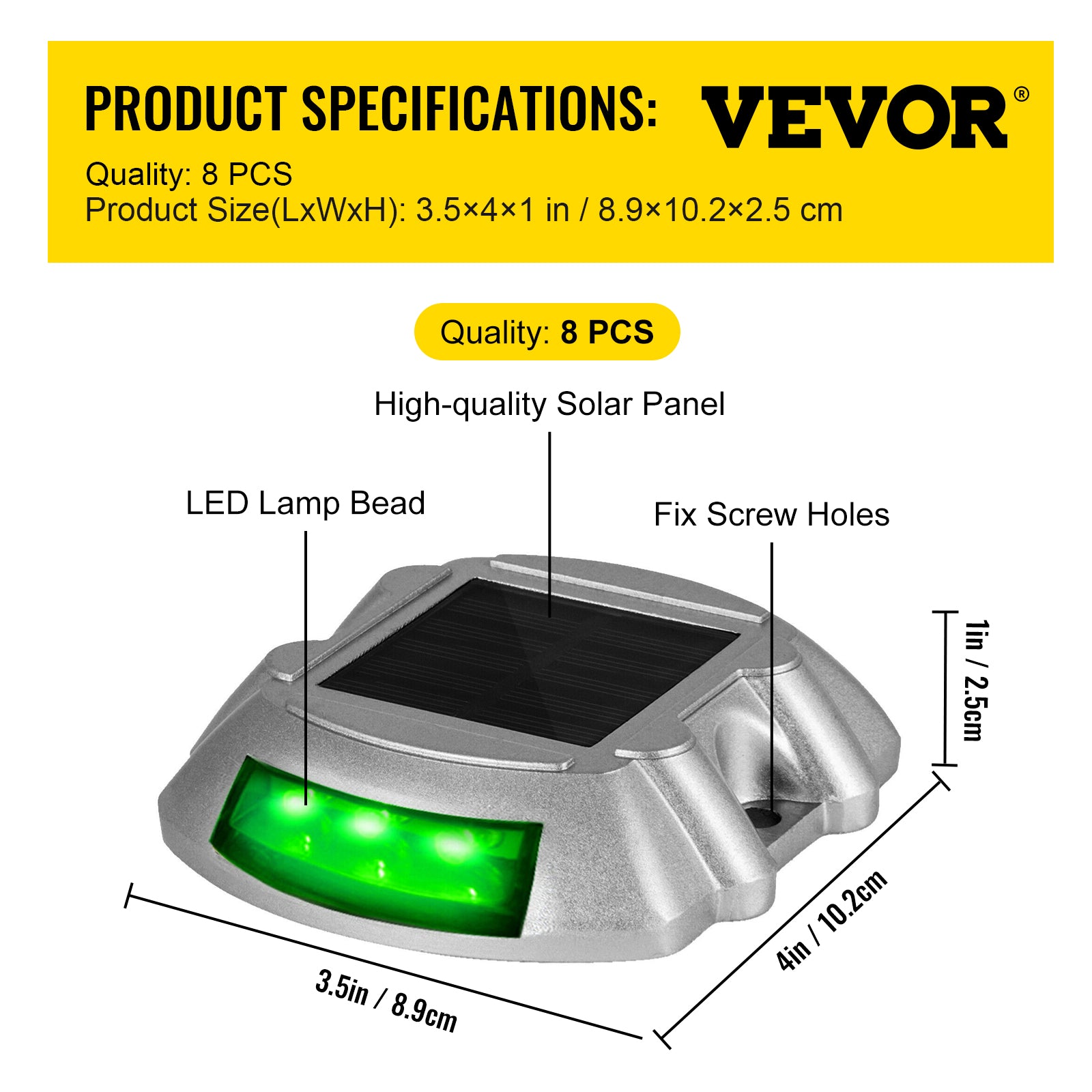 VEVOR 4-24 Pcs Solar Driveway Lights Multicolor LED Solar Dock Deck Lights, IP68