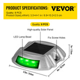 VEVOR 4-24 Pcs Solar Driveway Lights Multicolor LED Solar Dock Deck Lights, IP68