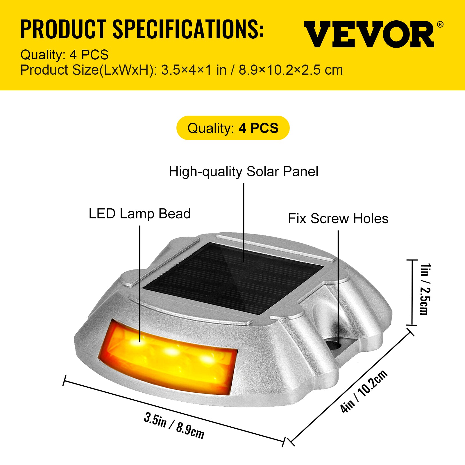 VEVOR 4-24 Pcs Solar Driveway Lights Multicolor LED Solar Dock Deck Lights, IP68