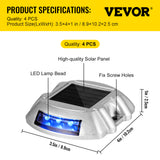 VEVOR 4-24 Pcs Solar Driveway Lights Multicolor LED Solar Dock Deck Lights, IP68