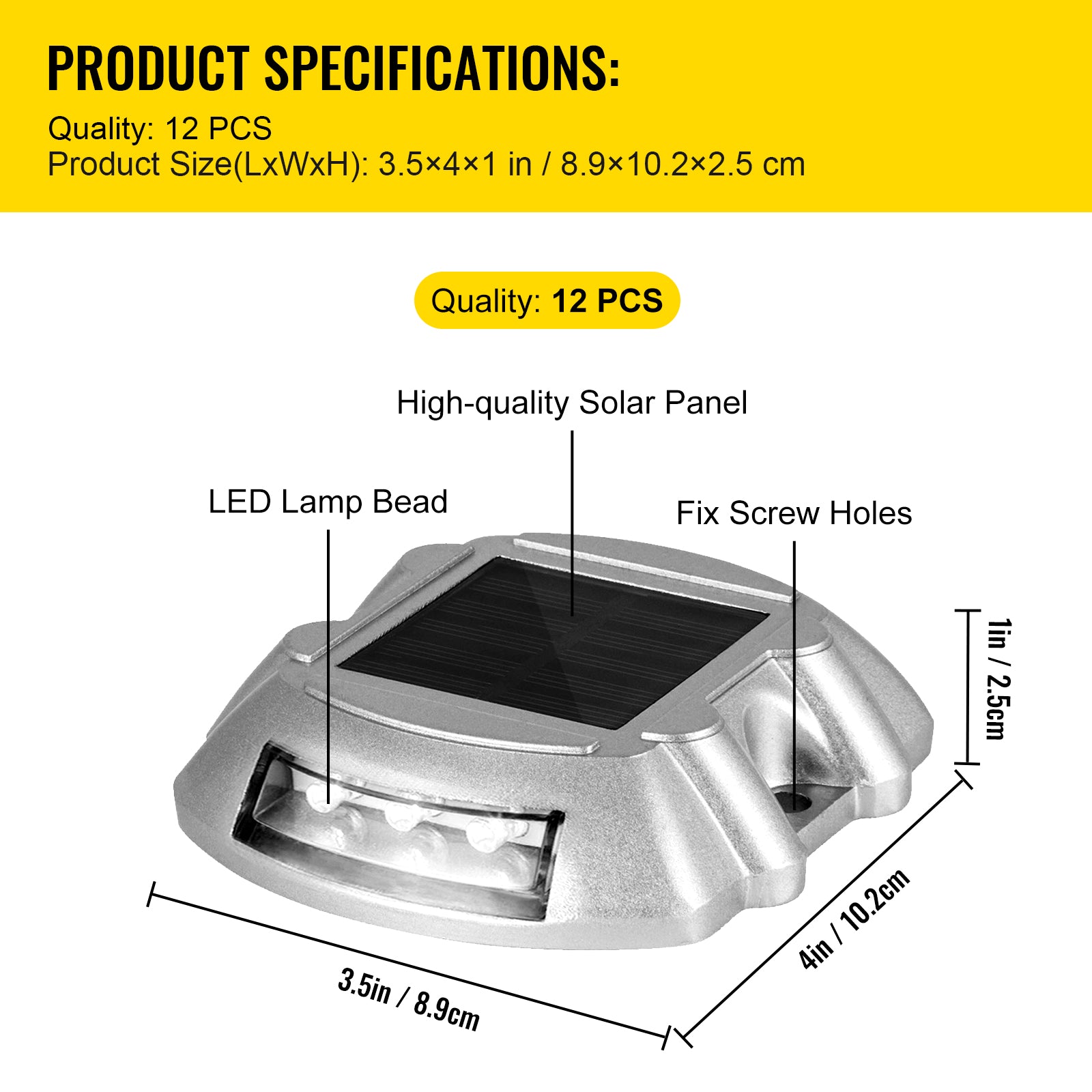 VEVOR 4-24 Pcs Solar Driveway Lights Multicolor LED Solar Dock Deck Lights, IP68