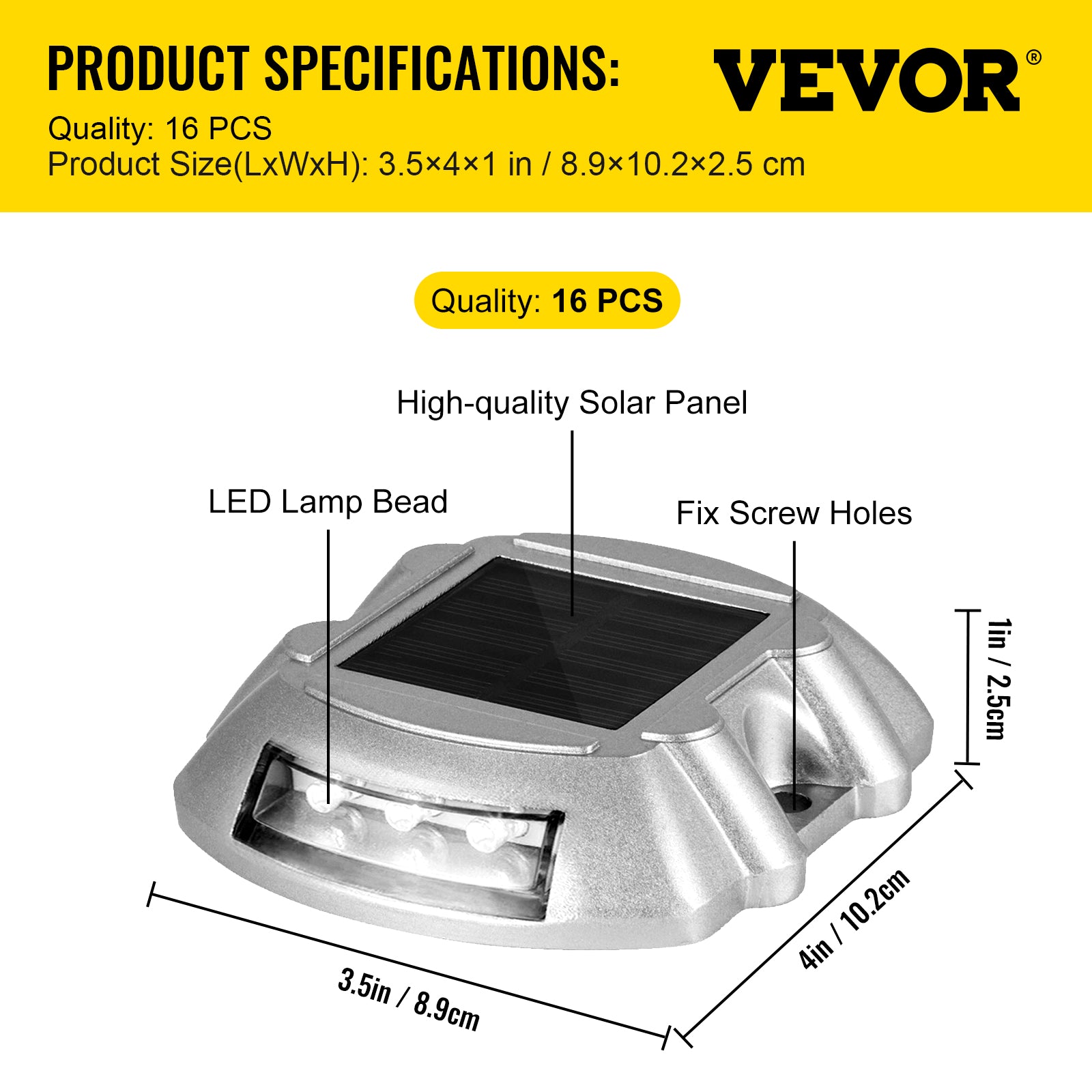 VEVOR 4-24 Pcs Solar Driveway Lights Multicolor LED Solar Dock Deck Lights, IP68