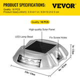 VEVOR 4-24 Pcs Solar Driveway Lights Multicolor LED Solar Dock Deck Lights, IP68