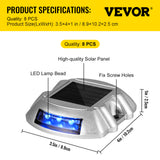 VEVOR 4-24 Pcs Solar Driveway Lights Multicolor LED Solar Dock Deck Lights, IP68