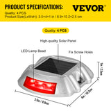 VEVOR 4-24 Pcs Solar Driveway Lights Multicolor LED Solar Dock Deck Lights, IP68