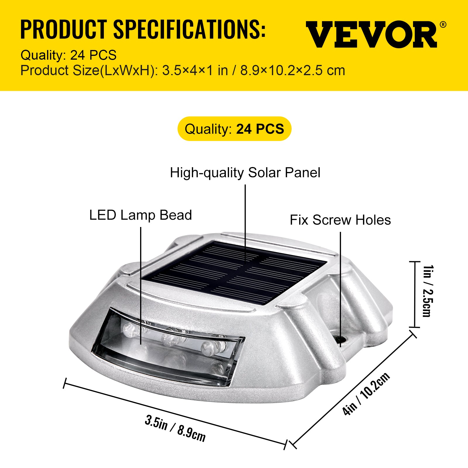 VEVOR 4-24 Pcs Solar Driveway Lights Multicolor LED Solar Dock Deck Lights, IP68