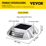 VEVOR 4-24 Pcs Solar Driveway Lights Multicolor LED Solar Dock Deck Lights, IP68