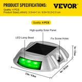 VEVOR 4-24 Pcs Solar Driveway Lights Multicolor LED Solar Dock Deck Lights, IP68