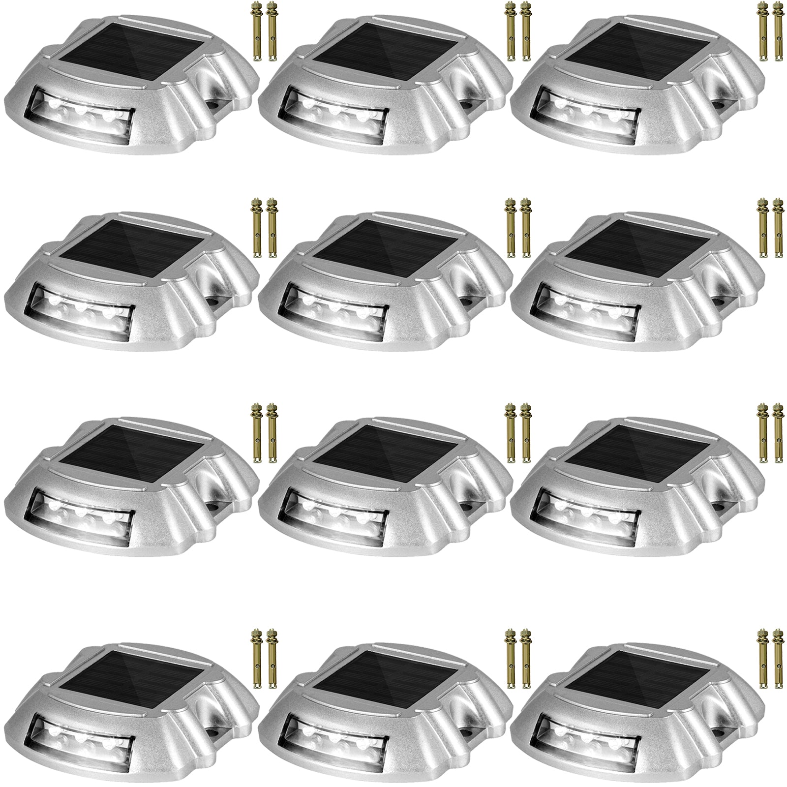VEVOR 4-24 Pcs Solar Driveway Lights Multicolor LED Solar Dock Deck Lights, IP68