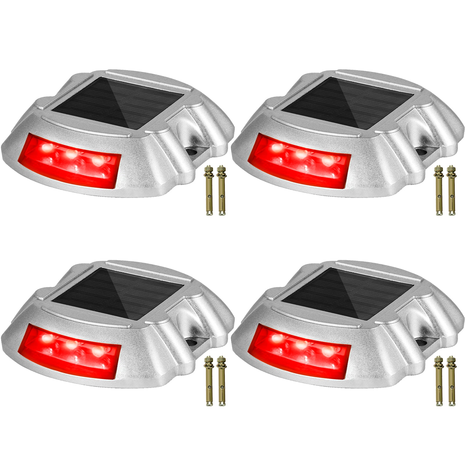 VEVOR 4-24 Pcs Solar Driveway Lights Multicolor LED Solar Dock Deck Lights, IP68