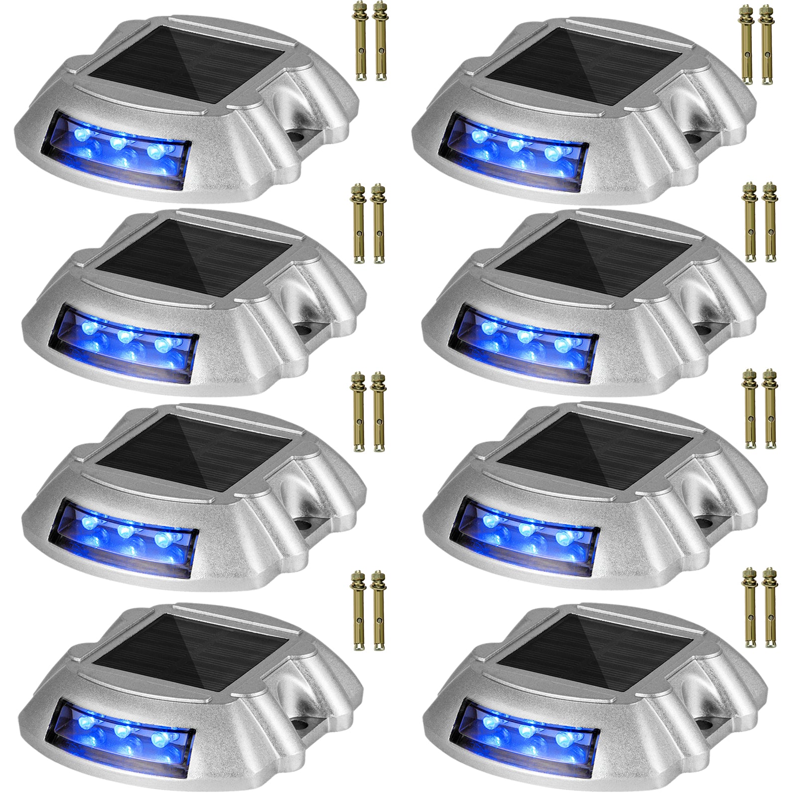 VEVOR 4-24 Pcs Solar Driveway Lights Multicolor LED Solar Dock Deck Lights, IP68