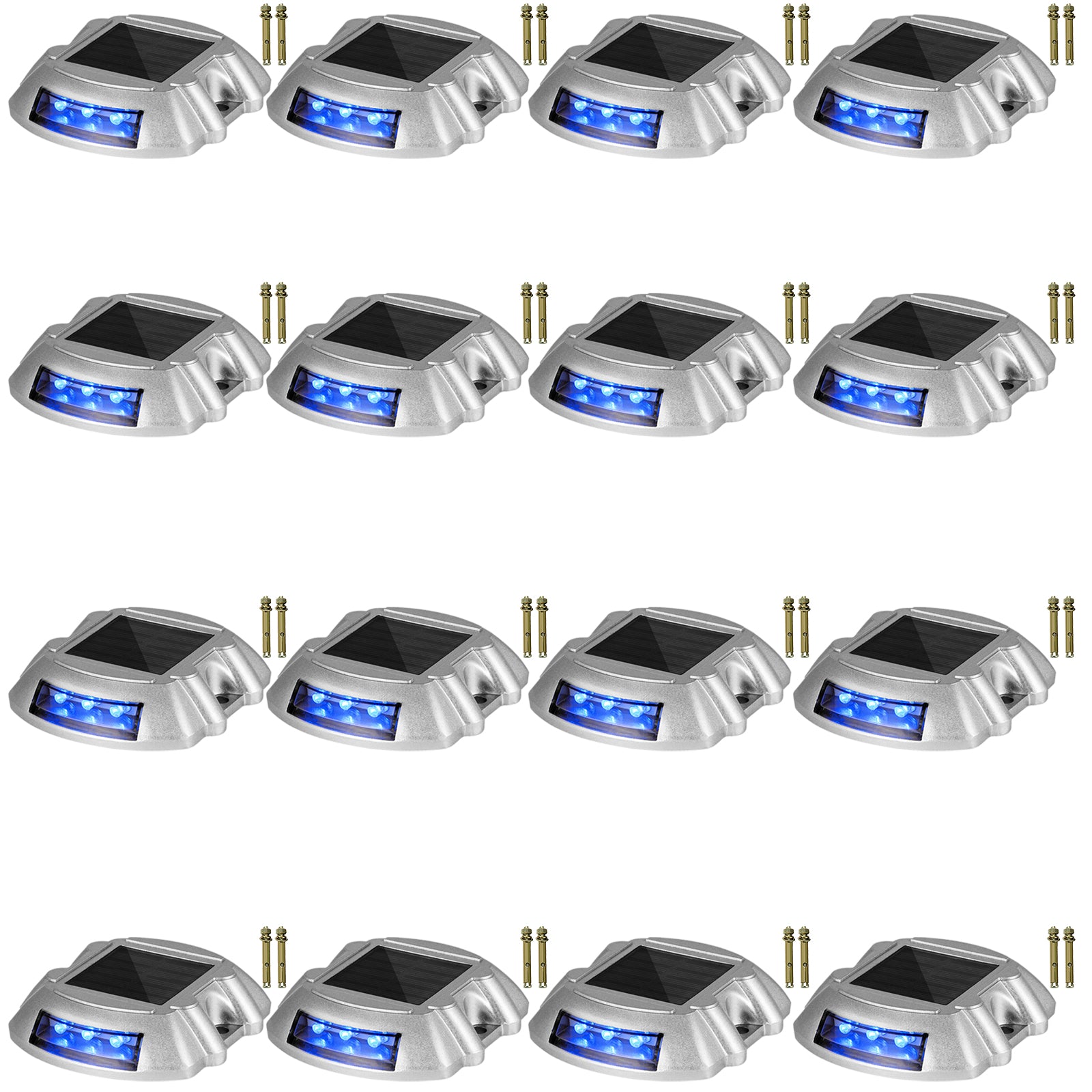 VEVOR 4-24 Pcs Solar Driveway Lights Multicolor LED Solar Dock Deck Lights, IP68