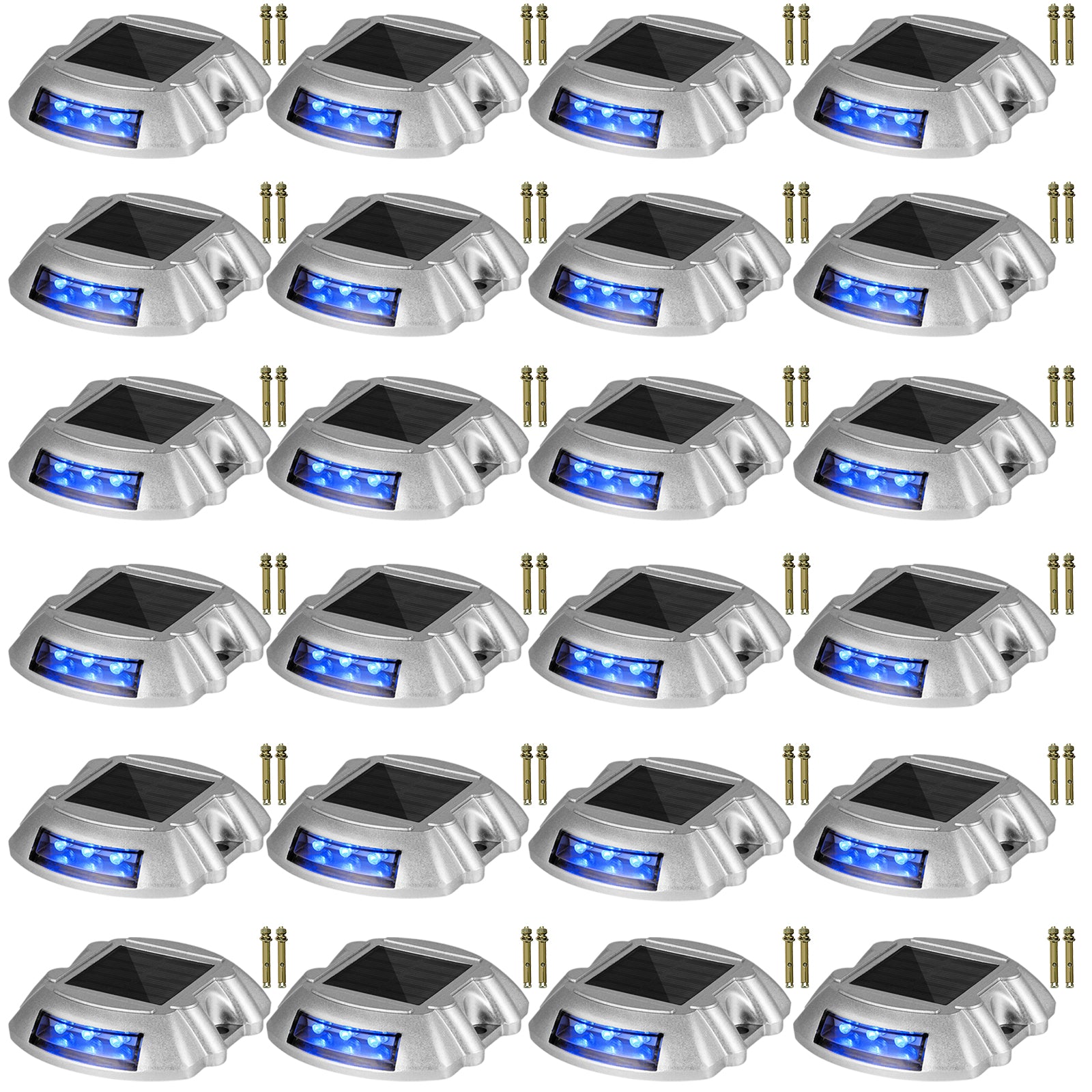 VEVOR 4-24 Pcs Solar Driveway Lights Multicolor LED Solar Dock Deck Lights, IP68