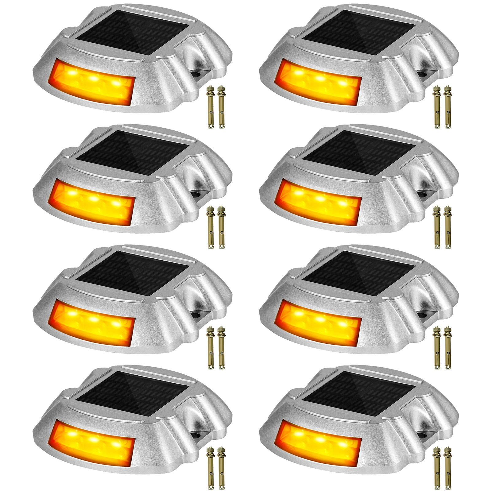 VEVOR 4-24 Pcs Solar Driveway Lights Multicolor LED Solar Dock Deck Lights, IP68