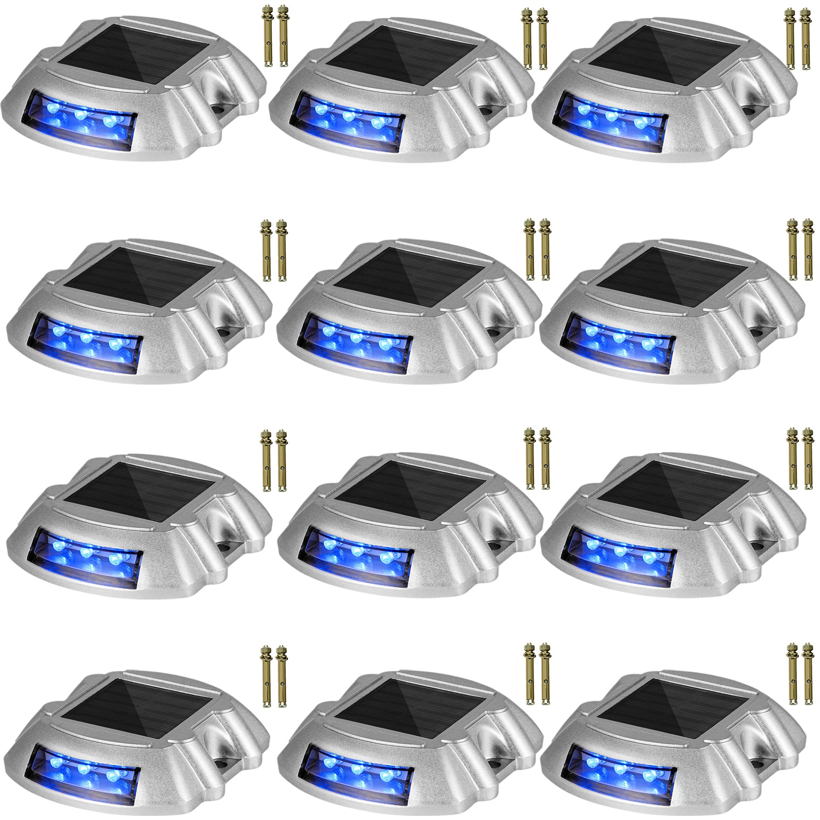 VEVOR 4-24 Pcs Solar Driveway Lights Multicolor LED Solar Dock Deck Lights, IP68