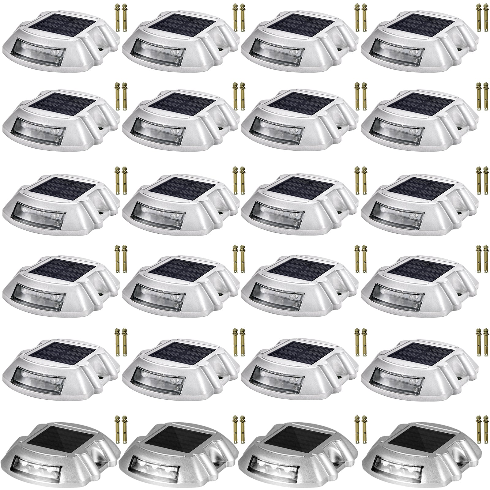 VEVOR 4-24 Pcs Solar Driveway Lights Multicolor LED Solar Dock Deck Lights, IP68