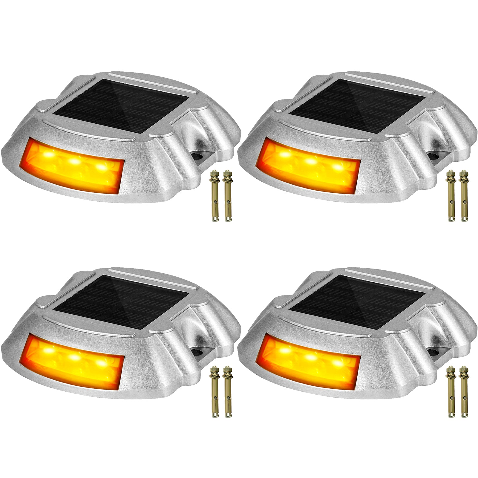 VEVOR 4-24 Pcs Solar Driveway Lights Multicolor LED Solar Dock Deck Lights, IP68