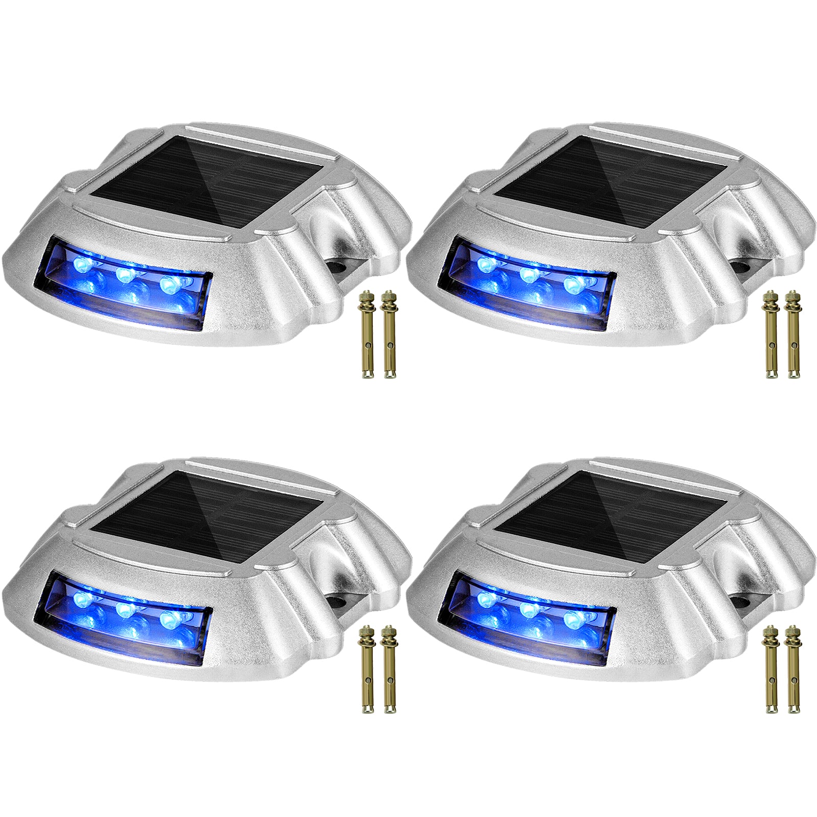 VEVOR 4-24 Pcs Solar Driveway Lights Multicolor LED Solar Dock Deck Lights, IP68