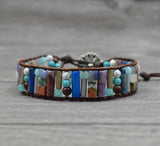Handcrafted Stylish Versatile Fashionable Durable Leather & Natural Stone Bracelet