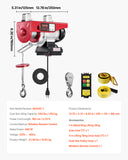 VEVOR Electric Hoist 440lbs Crane Winch with Wireless Remote Control 480W 110V