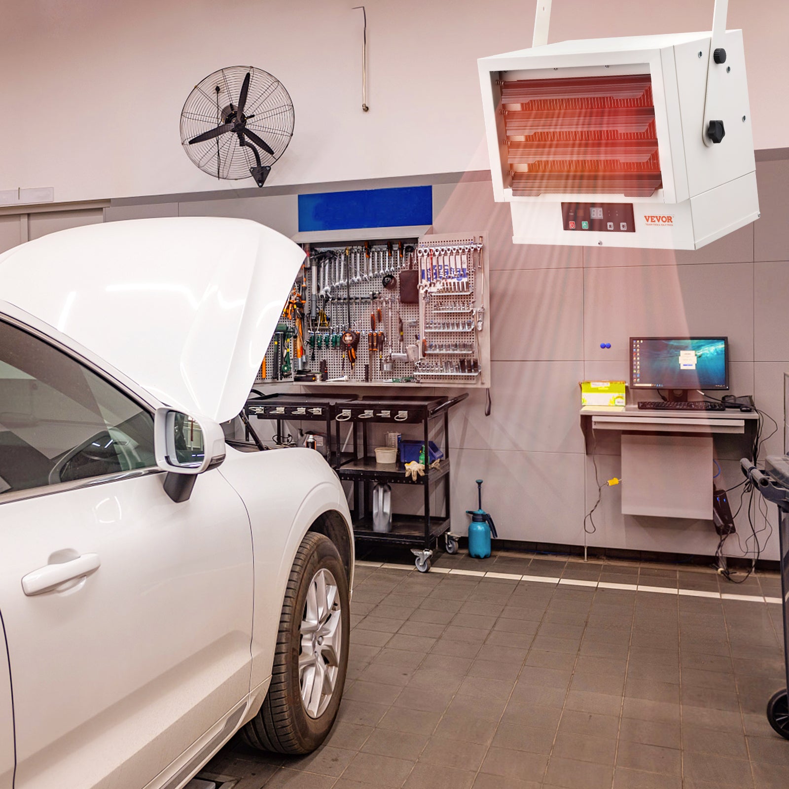 VEVOR Electric Garage Heater, 5000/7500/10000-Watt Digital with Remote Ceiling