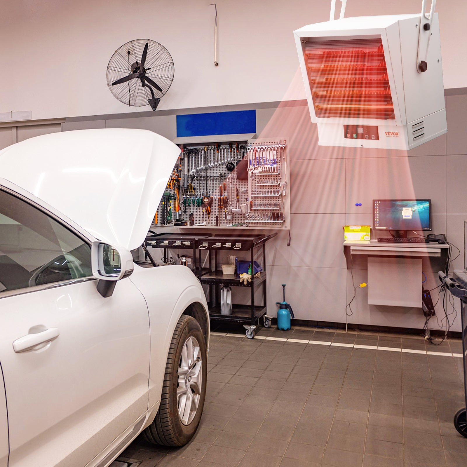 VEVOR Electric Garage Heater, 5000/7500/10000-Watt Digital with Remote Ceiling
