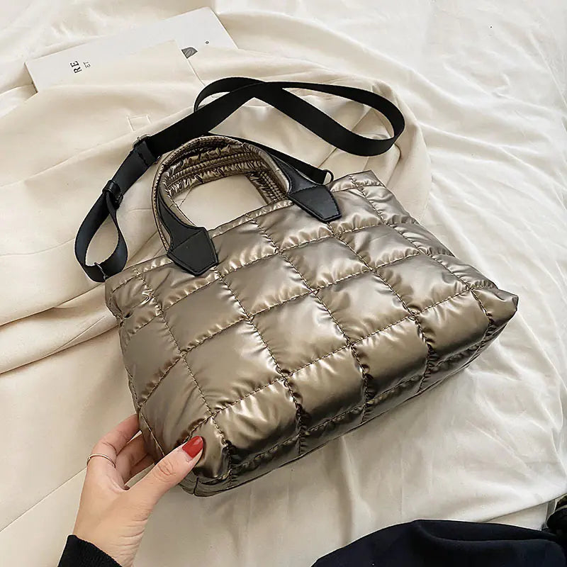 Fashionable Plaid Stitching Shoulder Bag Trendy Lightweight Durable Bag