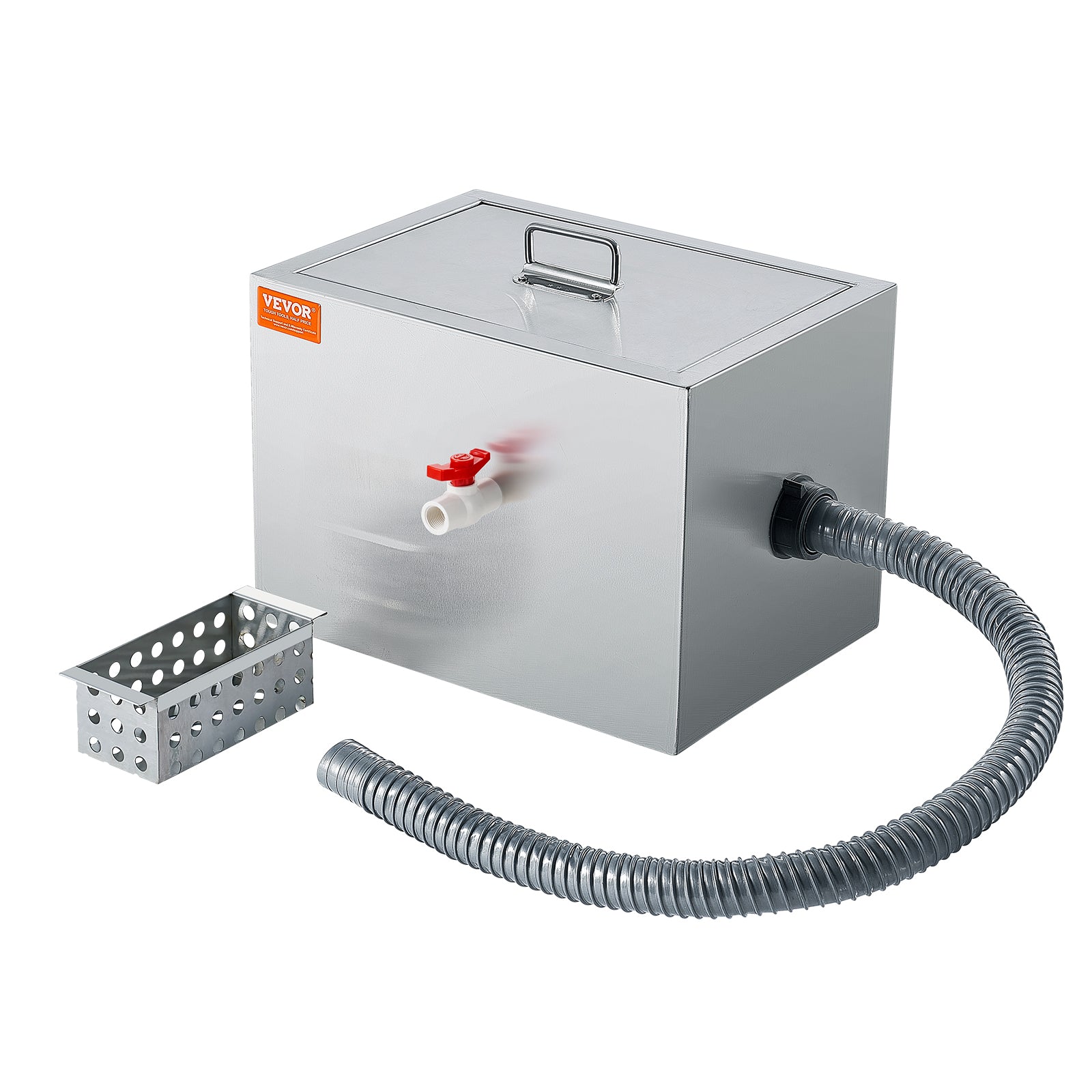 VEVOR 8/25/40LBS Commercial Grease Interceptor Trap 3/6/10 GPM Stainless Steel