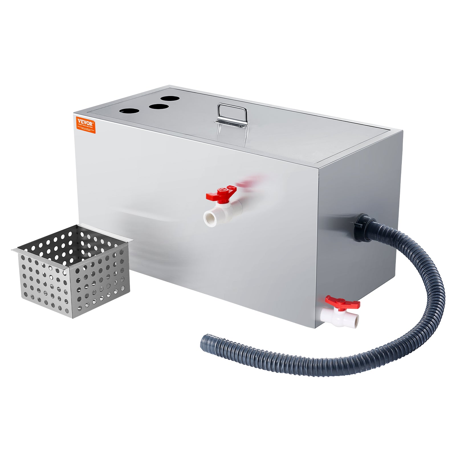 VEVOR 8/25/40LBS Commercial Grease Interceptor Trap 3/6/10 GPM Stainless Steel