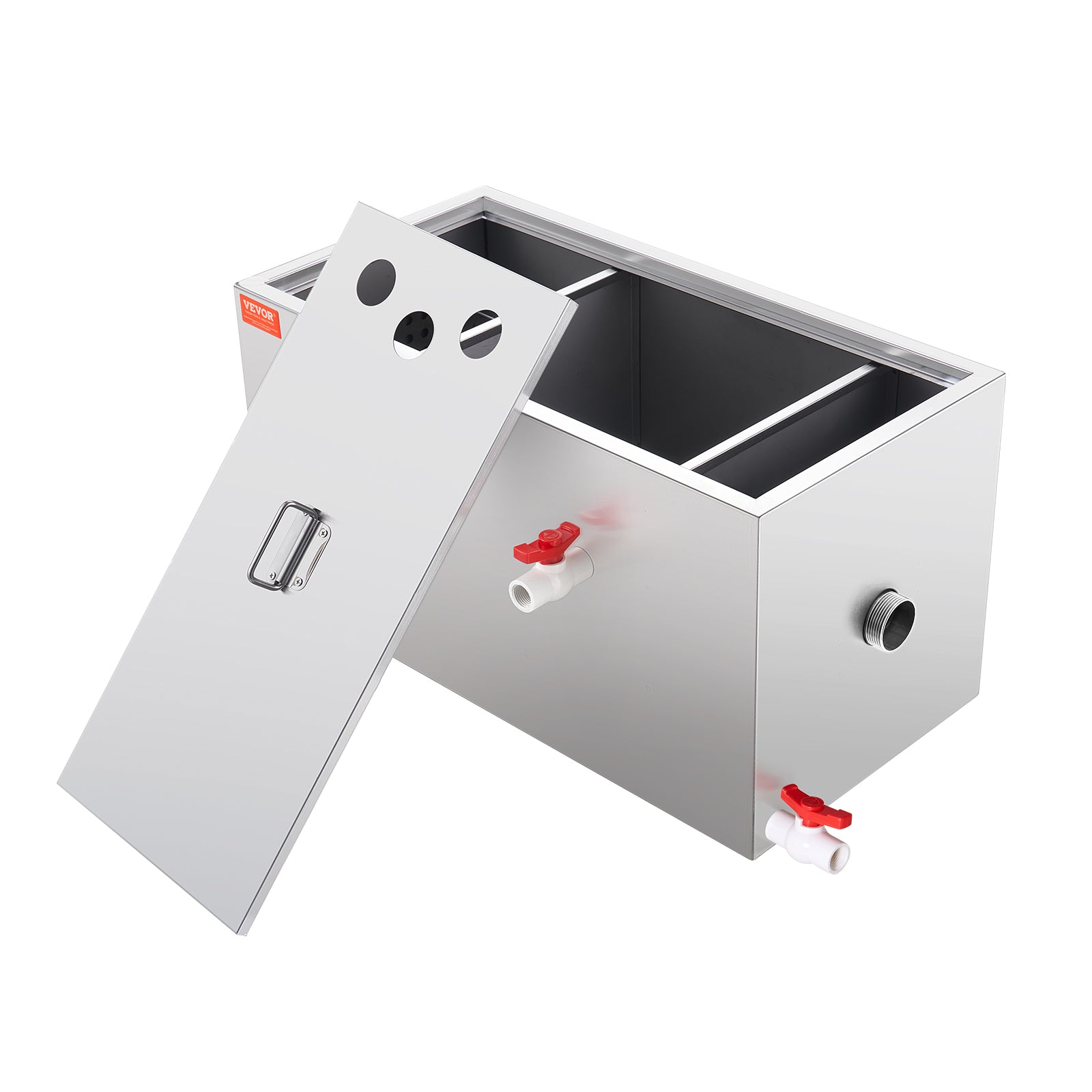 VEVOR 8/25/40LBS Commercial Grease Interceptor Trap 3/6/10 GPM Stainless Steel