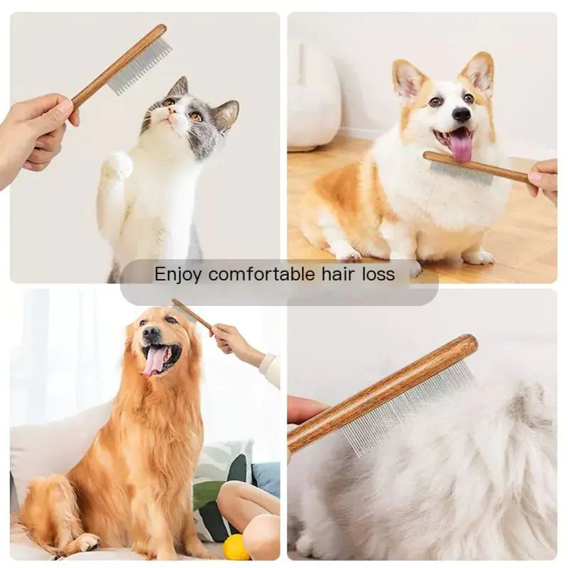 Durability Luxury Pet Styling Comb Wooden Handle Lightweight