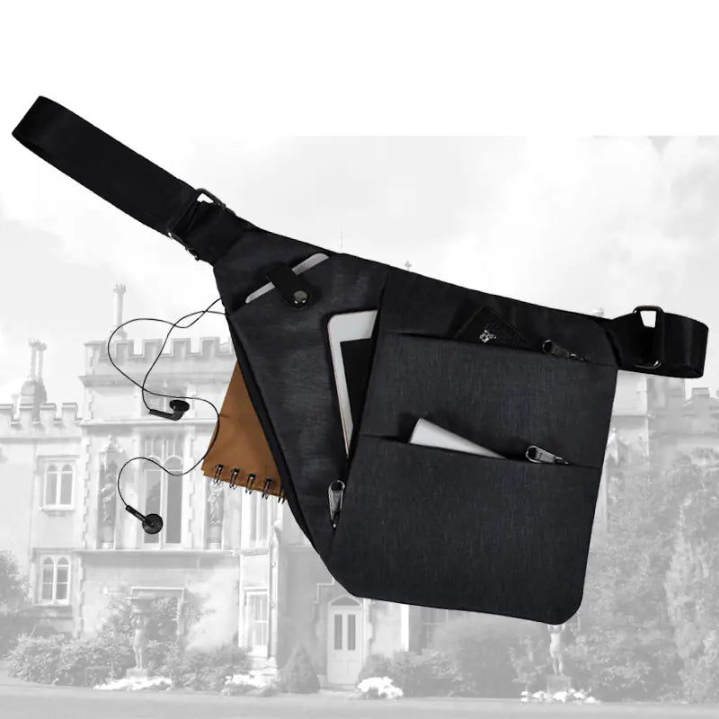 Urban Stylish Sleek Anti-Theft Zippered Compact Organizer Men's Messenger Bag