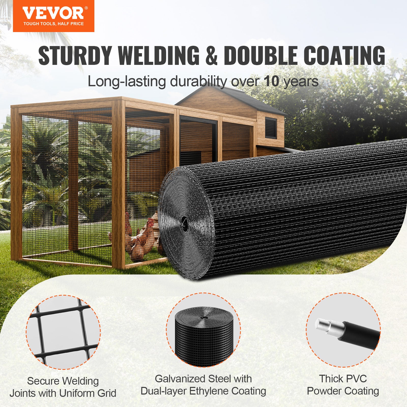 VEVOR Hardware Cloth 24/36/48in x 50ft/100ft Wire Mesh Roll 16/19 Ga Wire Fence