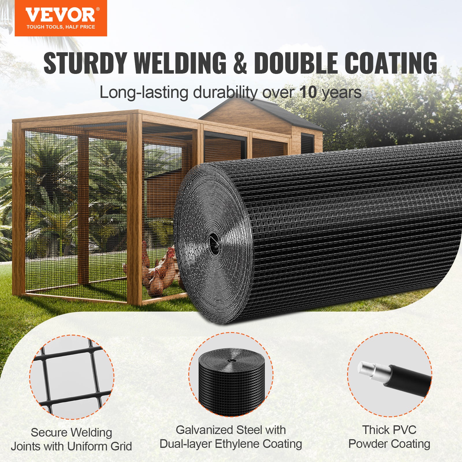 VEVOR Hardware Cloth 24/36/48in x 50ft/100ft Wire Mesh Roll 16/19 Ga Wire Fence